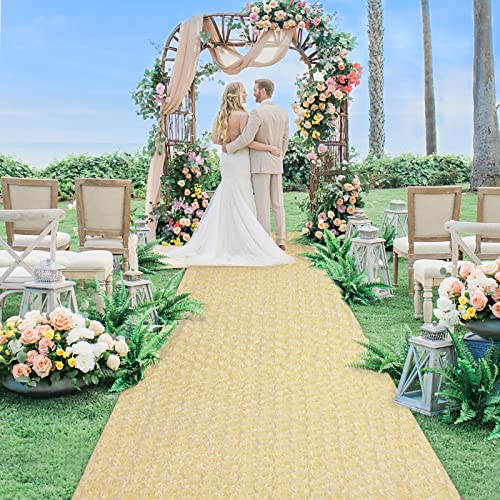 White Aisle Runners 2ft x 15ft Rosette Aisle Runner 3D Floral