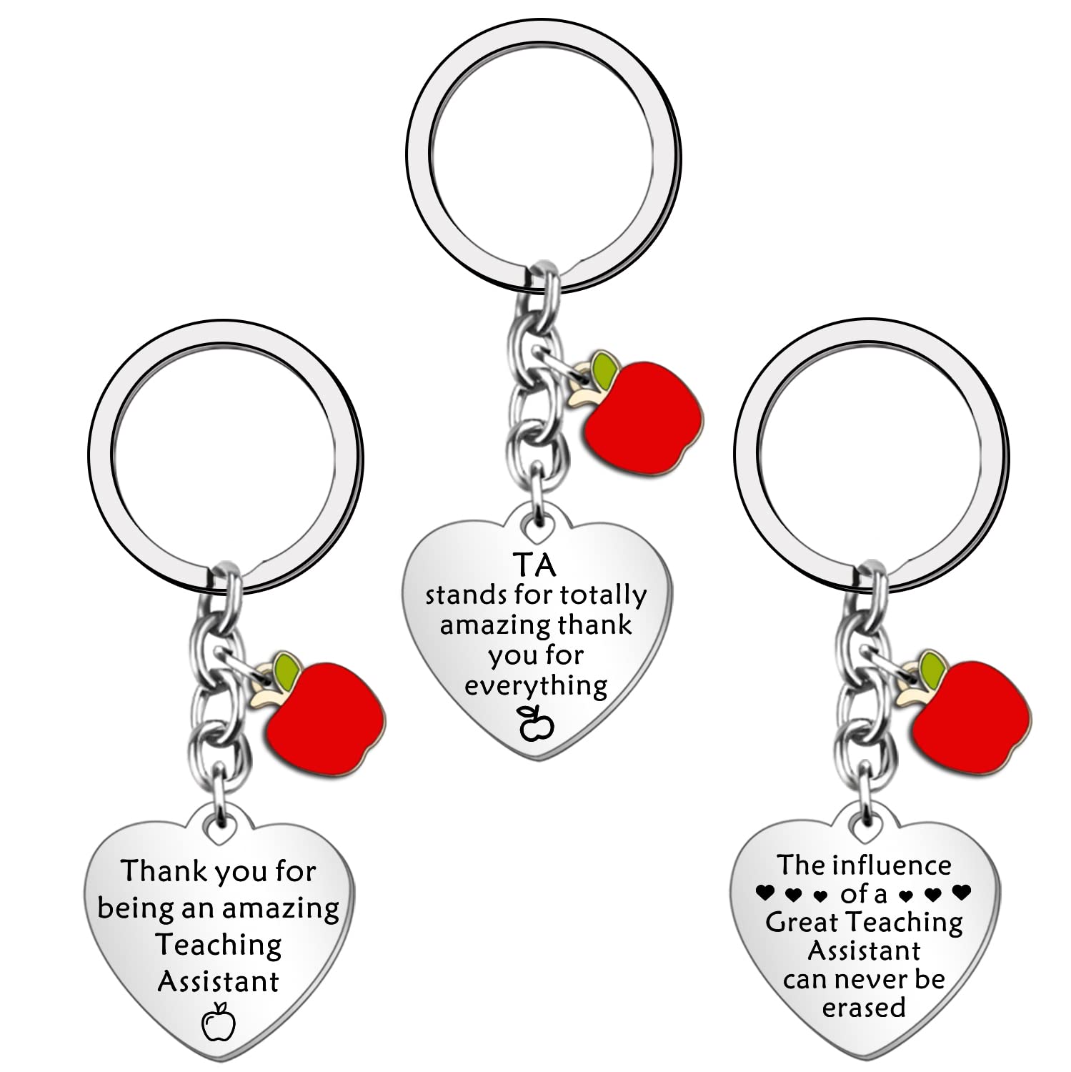 SDOFY 3Pcs Teaching Assistant Gift Teacher Leaving Gifts for Women Ta gifts Teacher Gifts Thank You Gifts for Teaching Assistant Teacher Keyring
