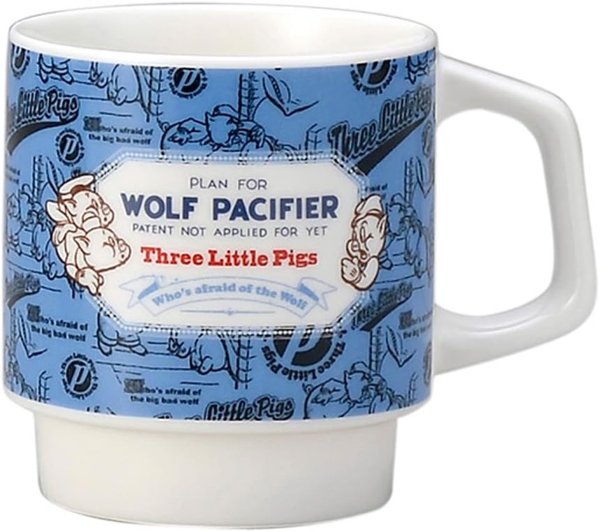 Disney Three Little Pigs Porcelain Stacking Mug Maebata 23764(Japan import)