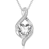 Moissanite Heart Necklaces for Women, 925 Sterling Silver Infinity Heart Pendant, Ideal Anniversary Present or Birthday Christmas Valentine Mothers Day Jewelry Gifts for Mom Wife Her Girlfriend