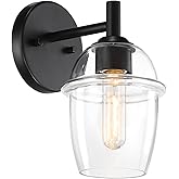 DESIGNERS FOUNTAIN Summer Jazz 5.5 inch 1-Light Matte Black Wall Sconce Light with Clear Glass Shade, D310M-WS-MB