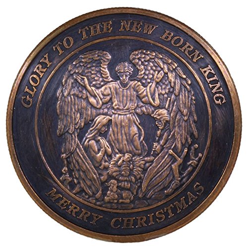 Christmas Series ~ Christmas Angel 1 oz .999 Pure Copper Round/Challenge Coin w/ Black Patina