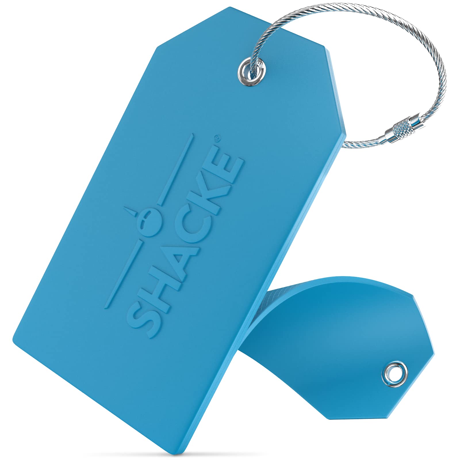 Shacke Luggage Tags with Full Back Privacy Cover w/Steel Loops - Set of 2