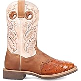 Dan Post Boots Mens Martel Ostrich Embroidered Square Toe Pull On Dress Boots Mid Calf - Brown