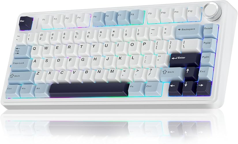 Teclado Mecânico AULA F75 Azul Glacial 75% Sem Fio RGB