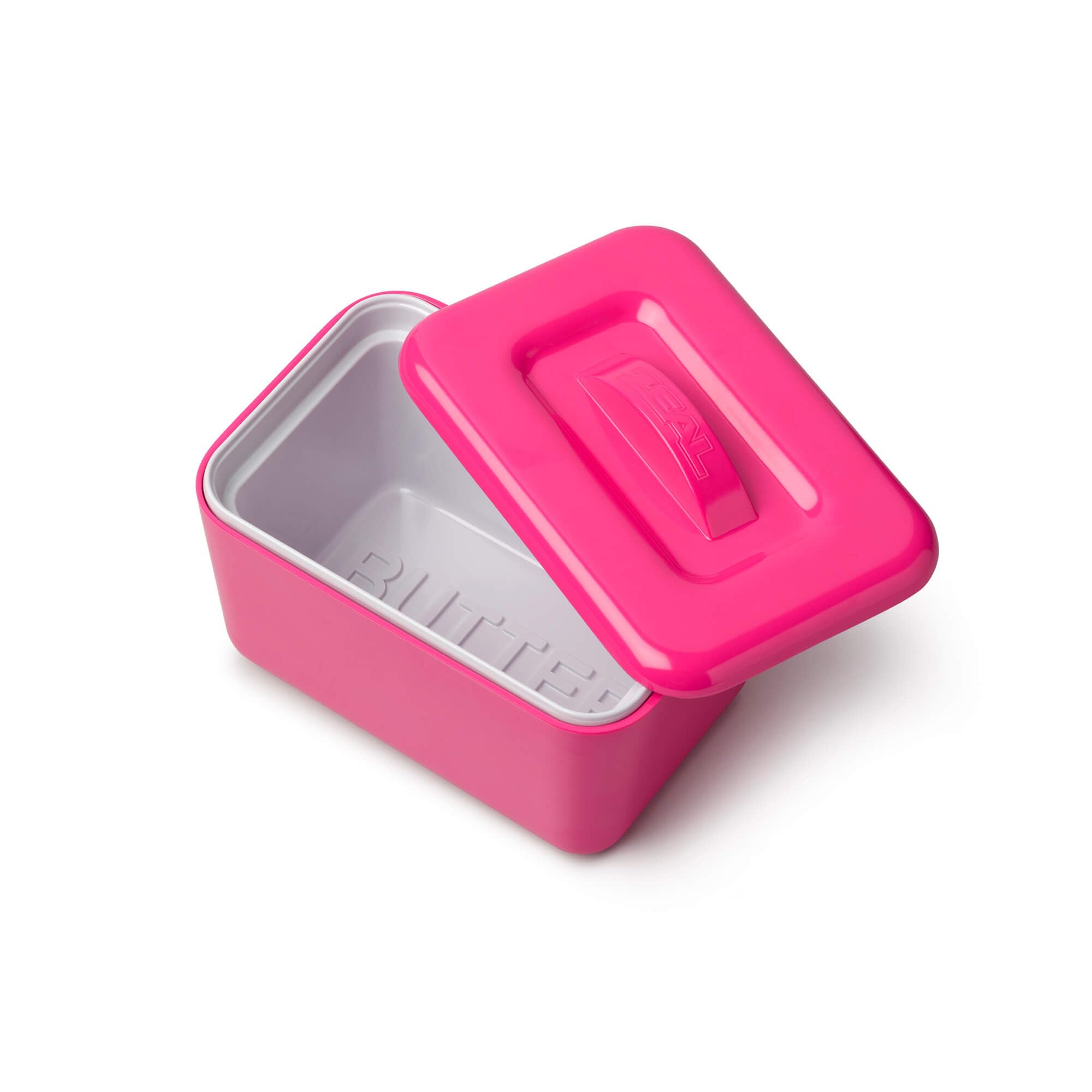 Zeal Insulated Butter Dish, Large 500 grams Capacity Double Walled Butter Tub/Container with Lid, Melamine - Neon Pink