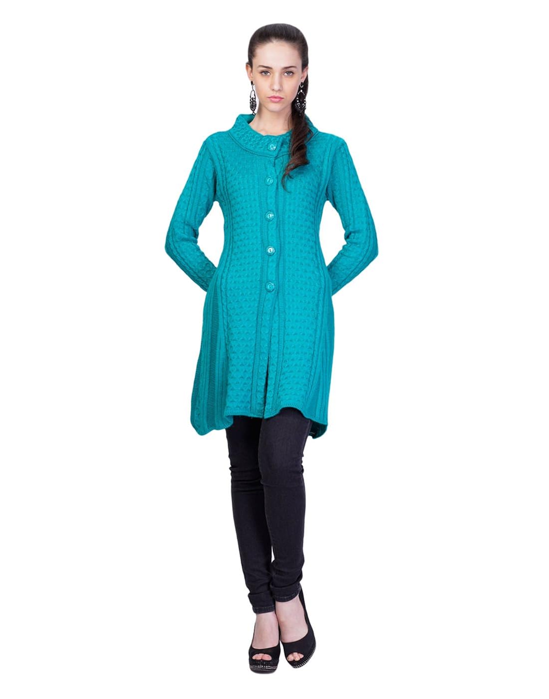 montrex turquoise long coat for women