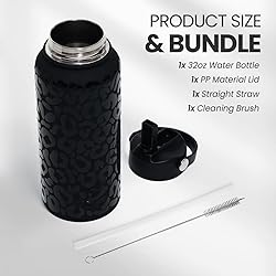 SANDJEST Leopard Water Bottle 32oz Stainless Steel