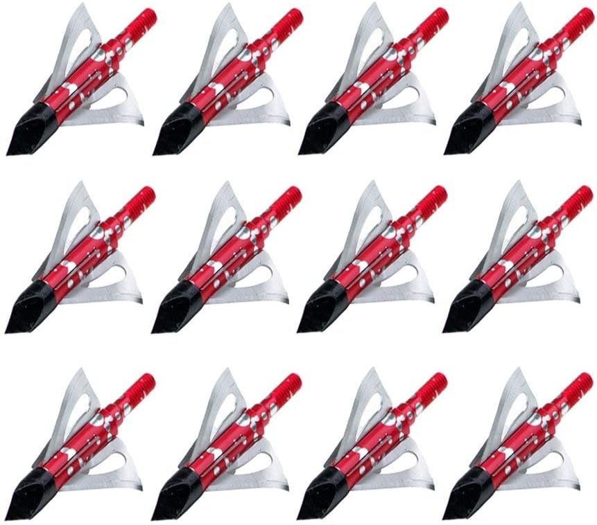 LightingU Archery Broadheads 100 Grain Stainless Steel Hunting Broadheads for Crossbow Recurve Bow and Compound Bow