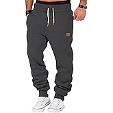 A WATERWANG Men's Fleece Sweatpants Heavyweight Cotton Tapered Joggers Workout Running Sweat Pants with Pockets
