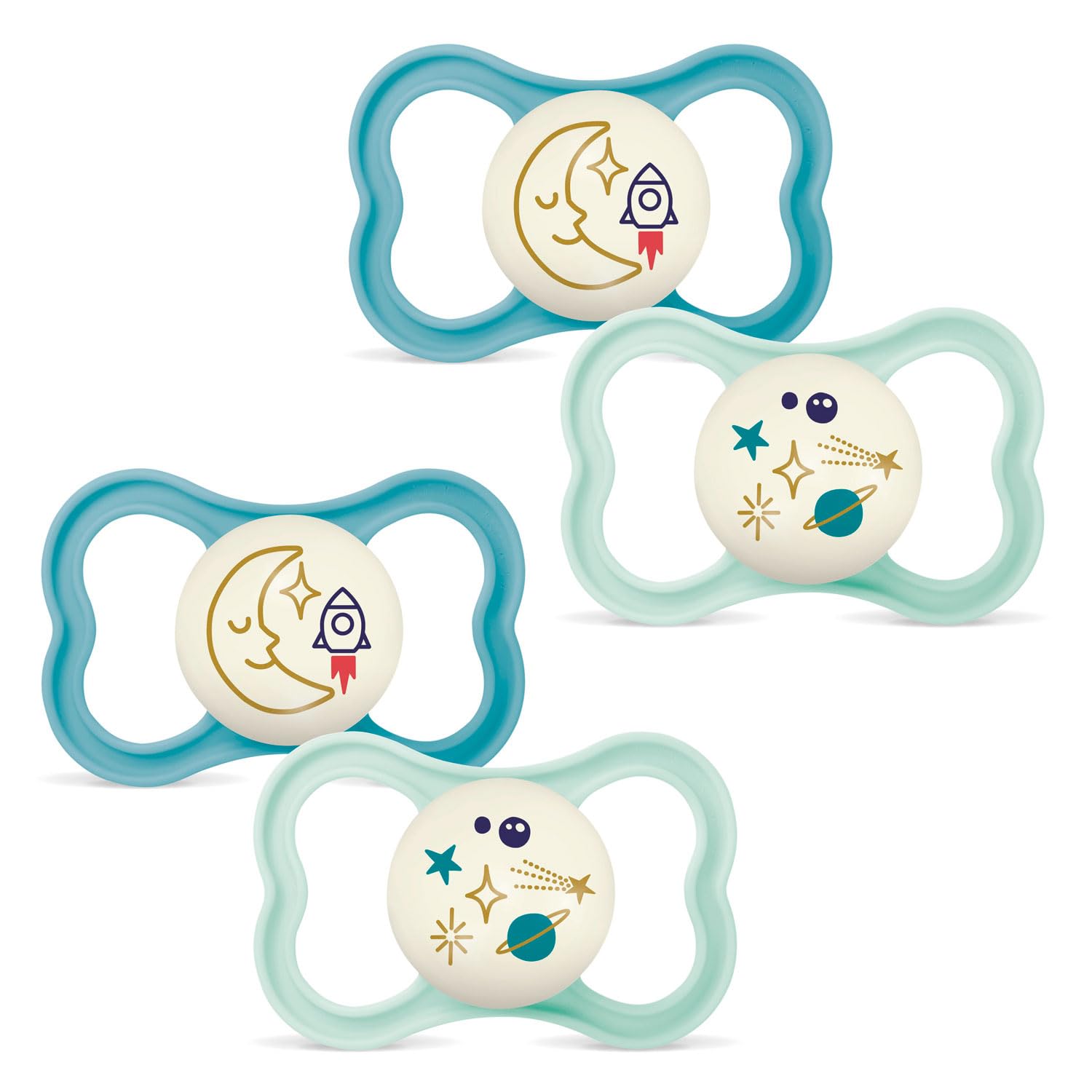 MAM Night MAM Air Silicone // Set of 4 // Dummies 16+ MAM Air Night Mix Neutral // Set of 4 // Includes 2 Sterilised Transport Boxes