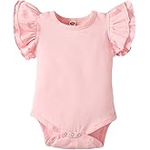 Sanpersonlin Baby Girl Solid Color Romper Infant Ruffle Sleeve Bodysuit One Piece Outfit Toddler Jumpsuit clothes