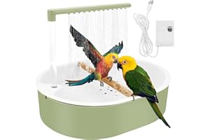 ZFLYCANP Parrot Bath, Automatic Parakeet Bird Bath with Pump, Bird Shower Fountain Indoor Bathtub for Pet Birds Parakeets Coc