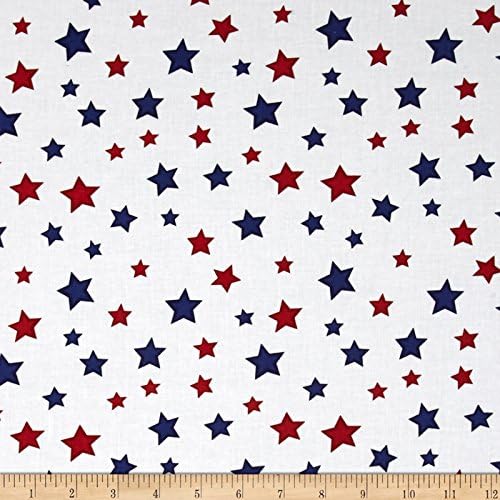 Wilmington Prints Essentials Star Fall White/Red/Blue Quilt Fabric By The Yard, Red