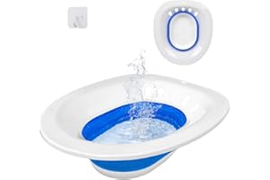 PRIDKEN Blue Collapsible Sitz Bath Kit for Women - Postpartum Care & Hemorrhoid Relief - Easy to Store, Wide Seat, Deeper Bowl