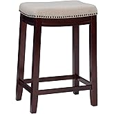 Linon Harper Beige & Dark Walnut 24" Counter Stool, Beige/Dark Walnut (98325WAL-01-KD)