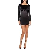 Forever 21 Womens Satin Boat-Neck Mini Dress