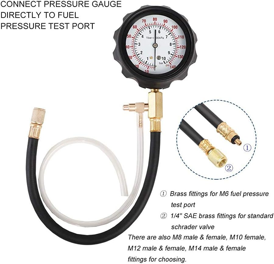 DHA Fuel Injection Pump Pressure Tester Gauge Kit 0140PSI for CAR
