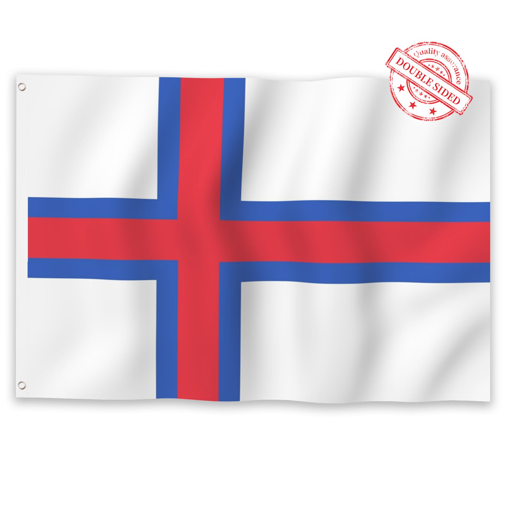 Aoihrraan Faroe Islands Flag 5x8ft Double Sided Faroese Flags Banner for Outdoor Celebrations Home Garden Porch Party Decoration Flags with 2 Sturdy Grommets Precision Machine Stitched