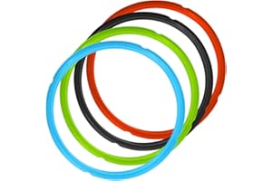 4 Pack Silicone Sealing Rings for Instant Pot, FineGood 4 Colors 5/6qt Size Sweet and Savory Edition Accessory for Pressure Cooker - Red, Black,Blue,Green