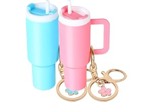 Pyotivol 2pcs Mini Tumbler Keychain for Stanley Cup Cute Chapstick Holder Key Chain Charms for Women Purse Handbag Backpack