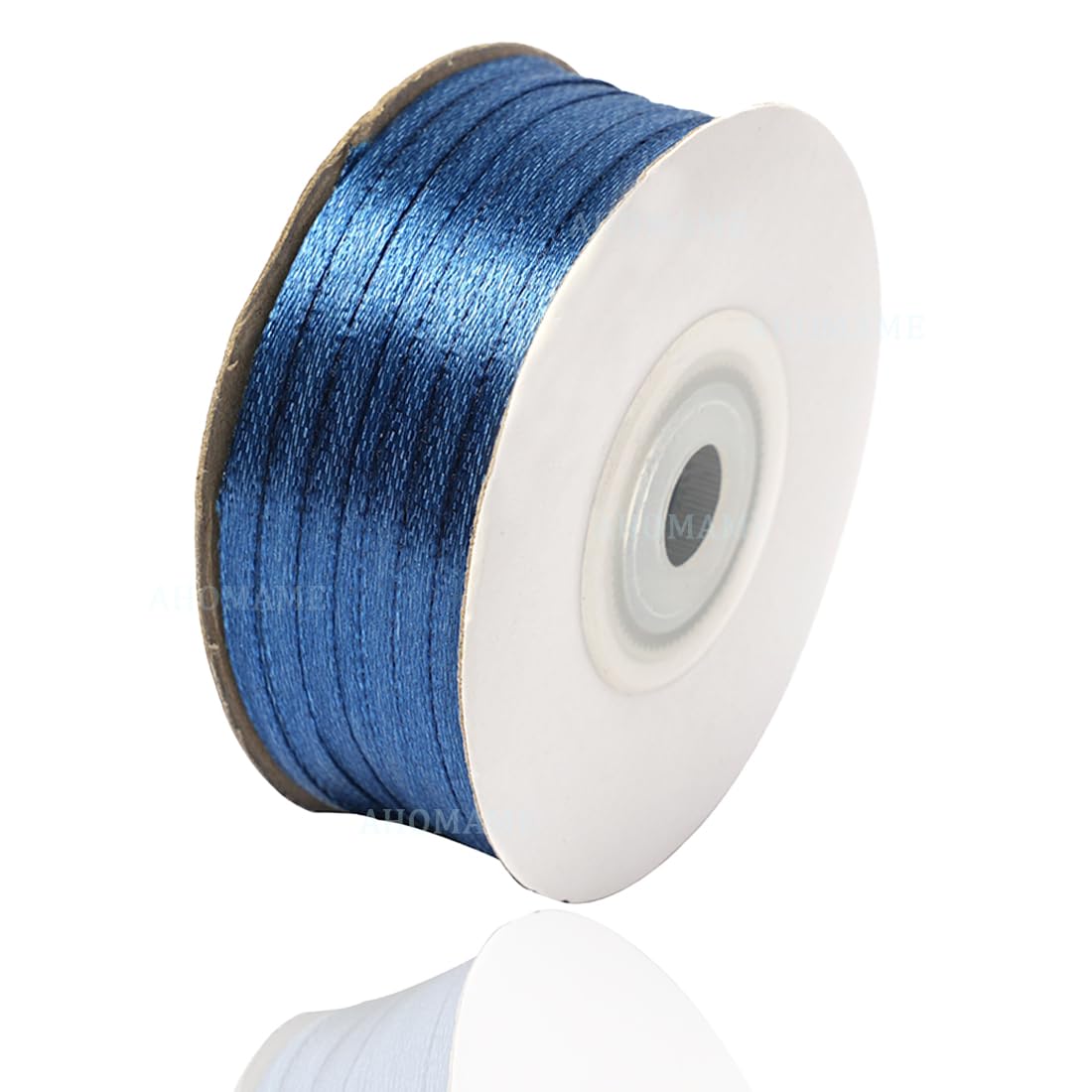 Navy Blue Satin Ribbon 3mm, 91 Meters Solid Colors Fabric Ribbon for Crafting, Gift Wrapping, Balloons, DIY Sewing Project, Hair Bows and Cake Decoration — image 1