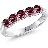 Gem Stone King 925 Sterling Silver Red Rhodolite Garnet Wedding-Bands Ring For Women | 1.10 Cttw | Round 3.5MM | Gemstone January Birthstone