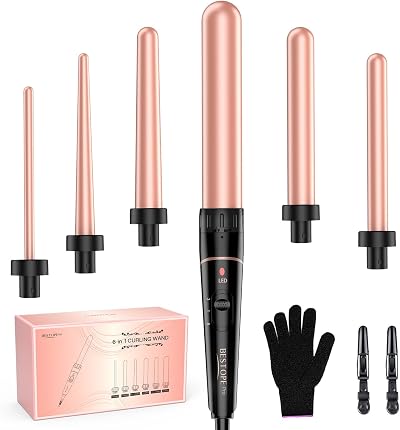 BESTOPE PRO 6-in-1 Hair Curler Set Ceramic Wand 210/180C Dual Voltage
