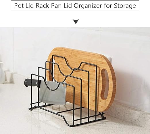 Pan Pot Tapa Rack, Cocina Olla Tapa Tapa Soporte Tabla de cortar
