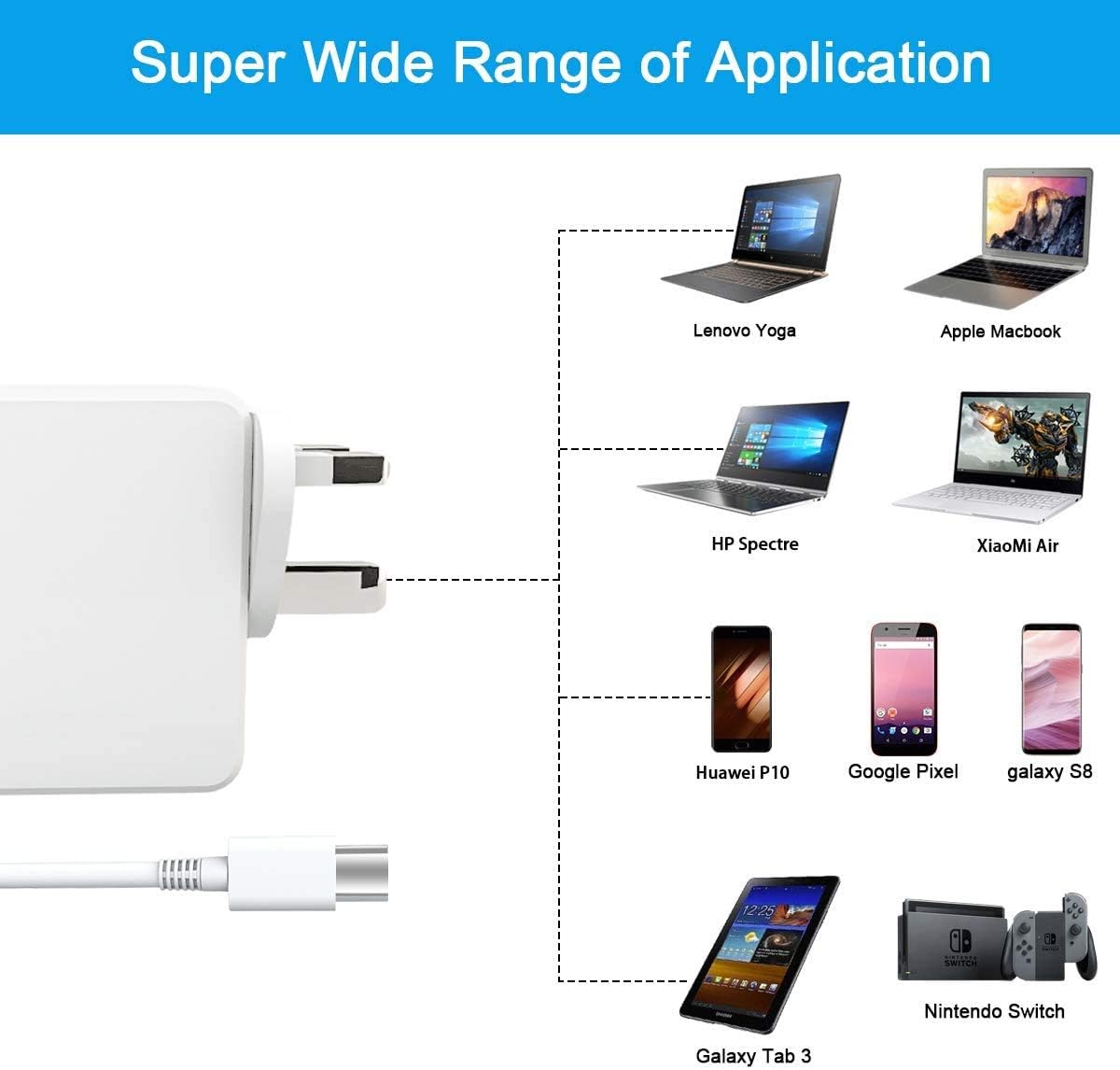 SunMac 61W USB C Charger Power Adapter,Fast Type C PD Wall Charger With Compatible Mac Book Pro/Air, Huawei, Lenovo, ASUS - Image 4