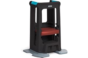Simplay3 Toddler Tower Montessori Standing Kitchen Step Stool with Sturdy Stabilizing Base and Adjustable Platform, 20.5" D x 26" W x 34.5" H, Ages 18 Months to 5 Years, Espresso Brown