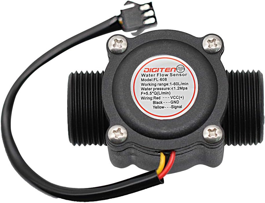 DIGITEN G3/4" Water Flow Hall Sensor Switch Flow Meter Flowmeter Counter 1-60L/min, G3/4" Flowmeter