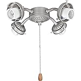 Aspen Creative 22003-11, Four-Light Ceiling Fan Fitter Light Kit with Pull Chain, Brushed Nickel