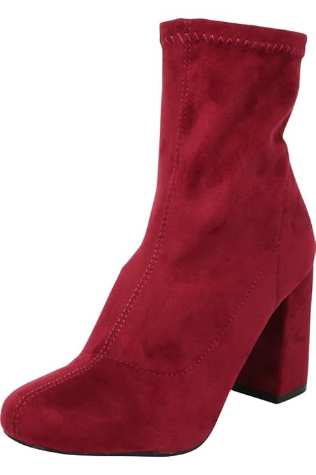 besha faux suede block heel bootie