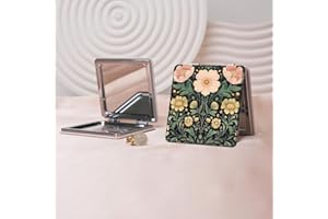 Oil Painting Floral Portable Makeup Mirror, Foldable mini Handheld Makeup Mirror, Double-Sided flip Portable Square Contourin
