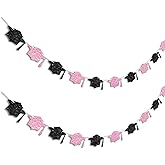 Vofrise Pink Graduation Decorations Class of 2026 Graduation Banner Pre-Strung Glitter Congrats Grad Cap Banner for Grad Party Decorations 2026