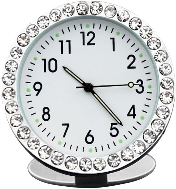 idain Car Dashboard Clock - Mini Vehicle Clock Decoration Air Vent Cilp (White, Point Luminous + White)