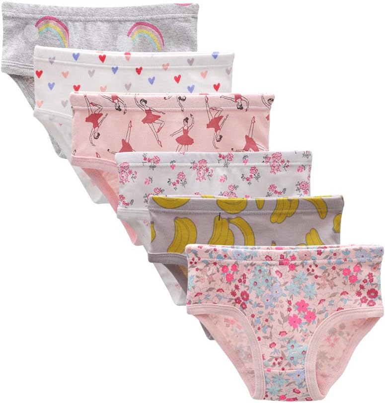muyan Baby Soft Cotton Underwear Little Girls'Briefs Toddler Undies (Pack of 6)