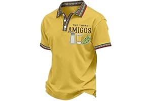 Men's Funny Cinco De Mayo The Three Amigos Salt Tequila Lemon Print Casual Polo Shirt Mexican Fiesta Tshirt Mexico Tee