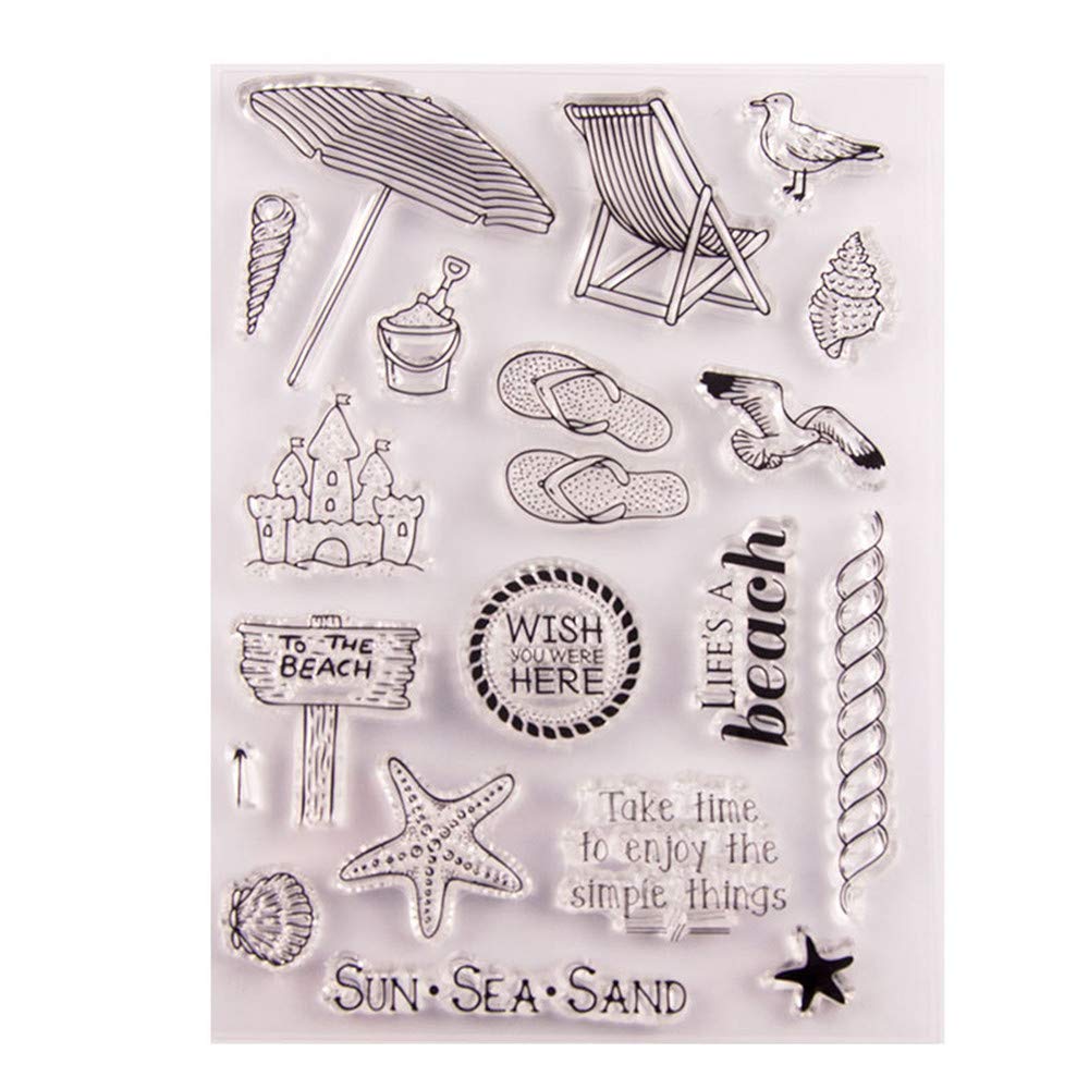 arriettycraft Enjoy the Simple Things sea Sand Sun Stamps Rubber Clear Stamp/Seal Scrapbook/Photo Decorative Card Making Clear Stamp