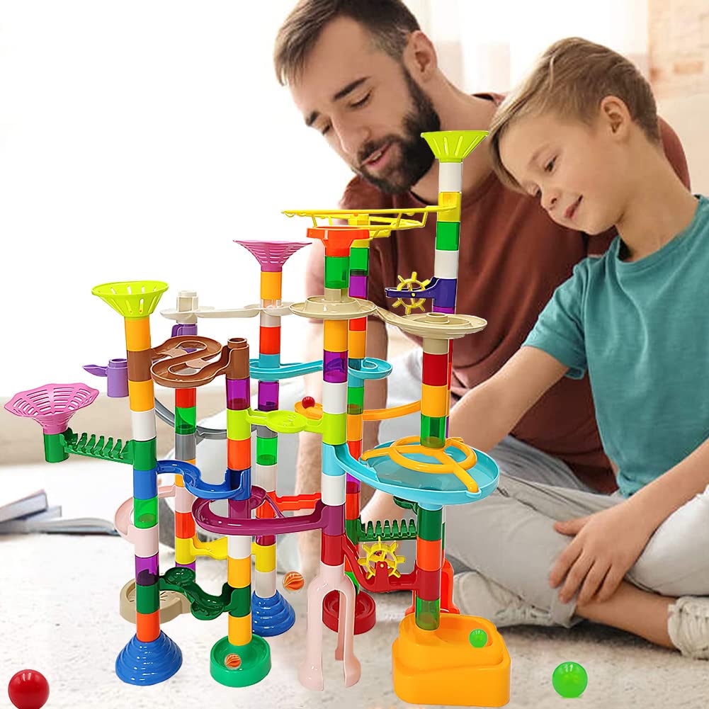 DSHMIXIA Marble Run for Kids Ages 3-4 5-8 150pcs Sturdy Building Toys Kids Games Marbles Run Track Amazing Fun Boys Girls Gifts (Standard)