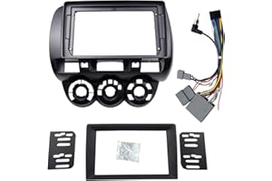DKMUS Stereo Bezel for Honda Fit 2007-2008 (American Version) Dash Installation Mount Trim Kit Fits 9" and Double Din Radio with Wiring Harness