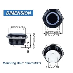 DMWD 2pcs 19mm Metal Momentary Push Button Switch