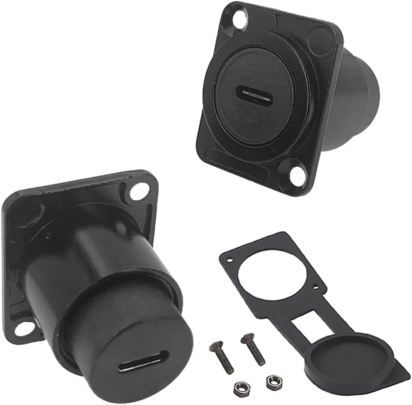 PENGLIN 2PCS D-Type USB Type C Panel Mount Adapter, USB C Female to Female Connector for Smartphones Laptops Tablets with Waterproof/Dust Cap