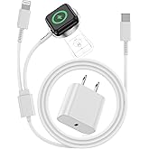 for 2 in 1 USB C Apple Watch Charger Magnetic iWatch Fast Charging Cable Cord 6ft and Type C Wall Plug Block for iPhone Apple