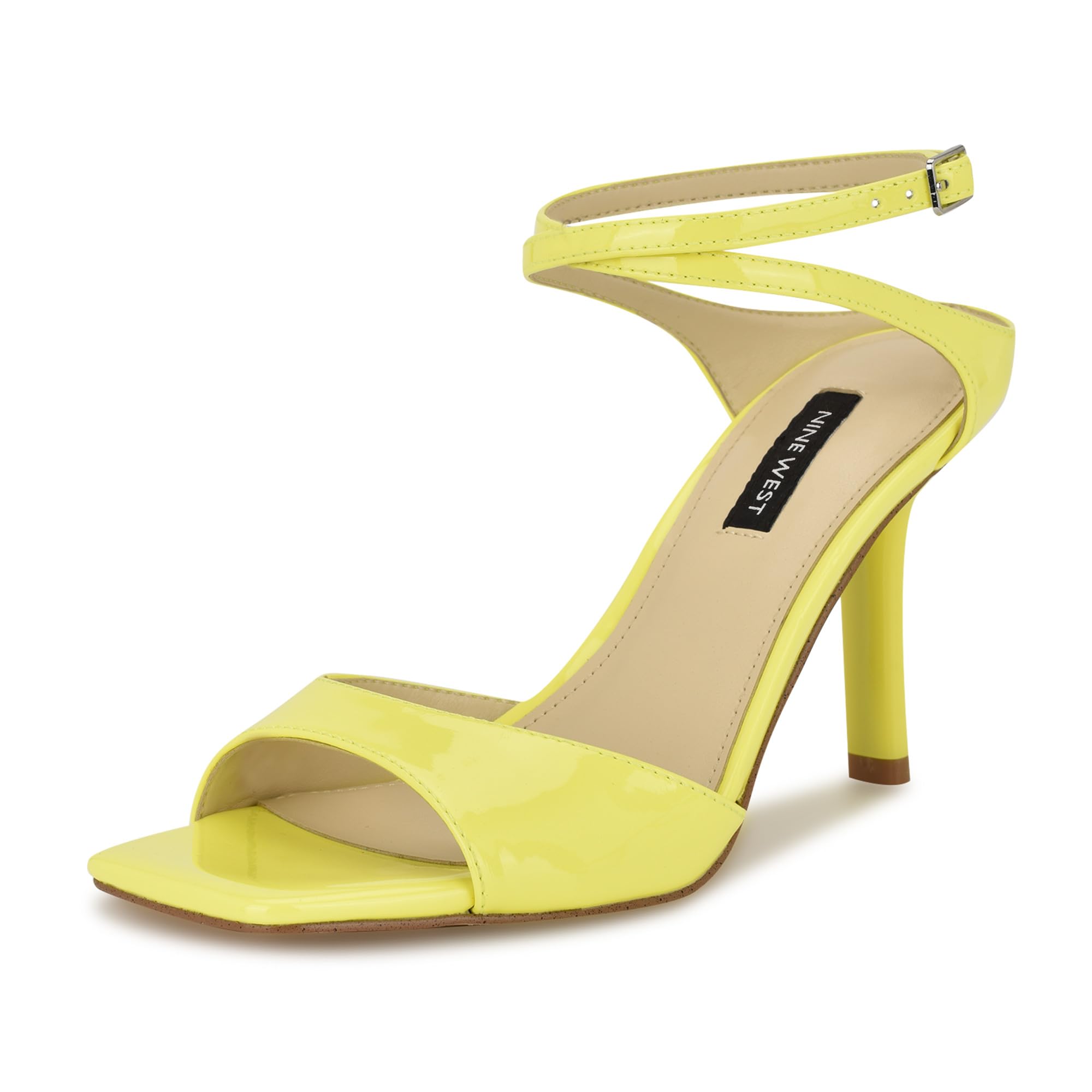 Nine West Women’s Devans Heeled Sandal, Yellow Patent 700, 8