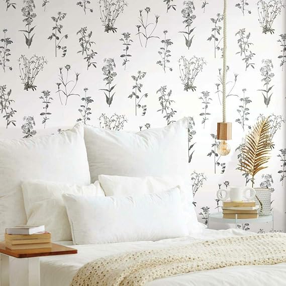 RoomMates Botanical Print White and Black Peel
