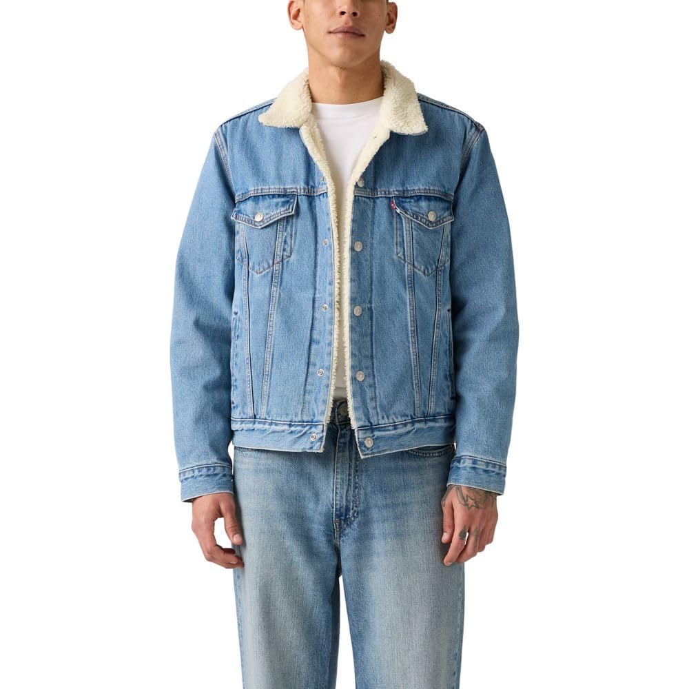 Levi's Men's Sherpa Trucker Jacket (Also Available in Big & Tall), (New) Light Stonewash (Non Stretch), Small Image