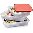 Tupperware Brand Freezer Mates Plus Stackables Set - Includes 1 Lid & 3 Food Storage Containers - Airtight, Dishwasher Safe & BPA Free