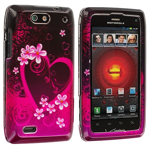 Purple Love Design Crystal Hard Skin Case Cover for Motorola Droid 4 XT894